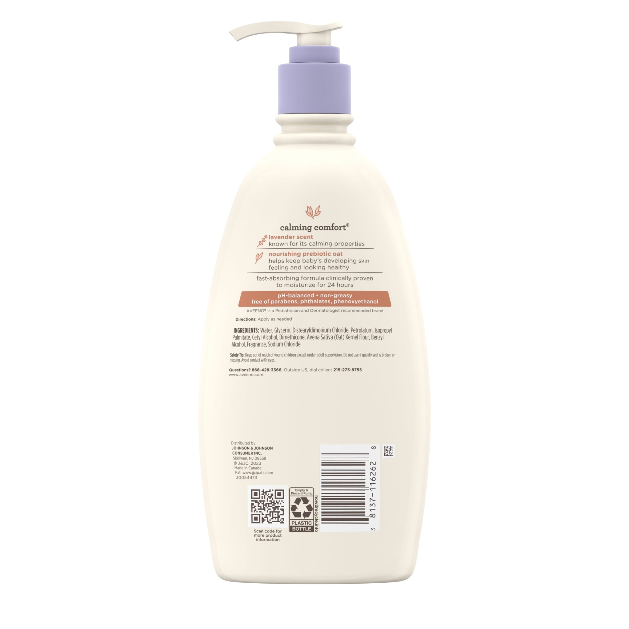 Aveeno Baby Calming Comfort Moisturizing Bedtime Body Lotion for Baby and Toddler, 18 fl oz