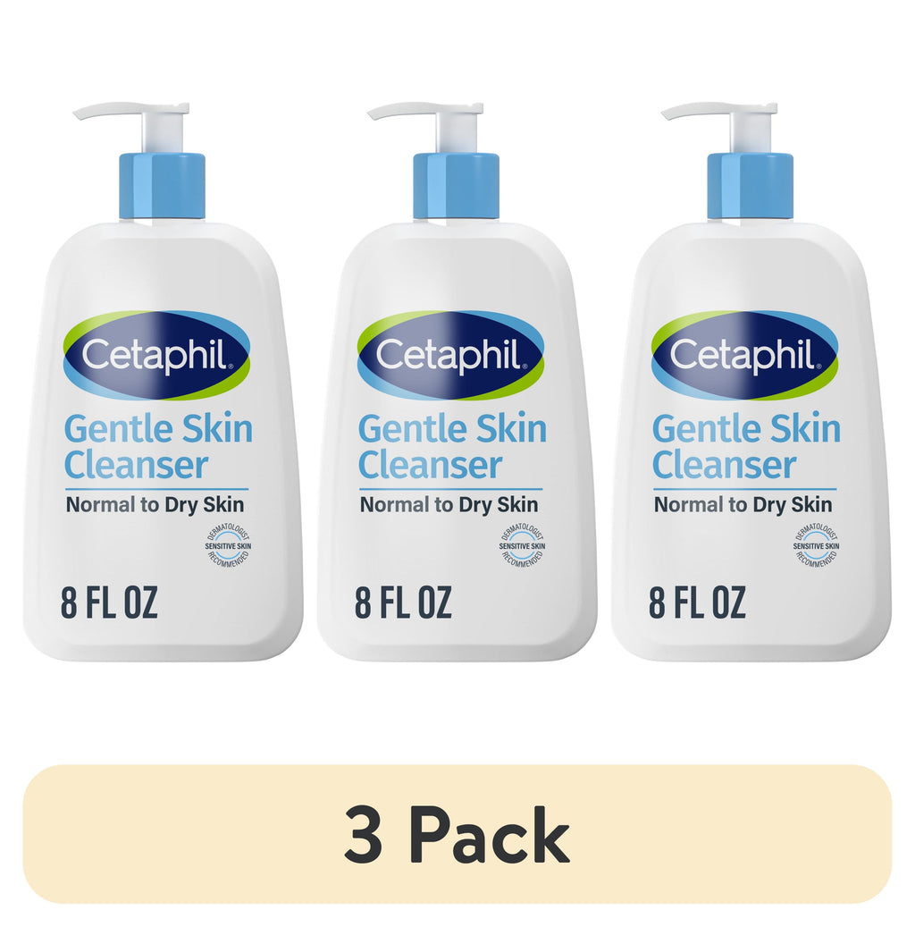 (3 pack) Cetaphil Face Wash Hydrating Gentle Skin Cleanser for Dry to Normal Sensitive Skin, 8 fl oz