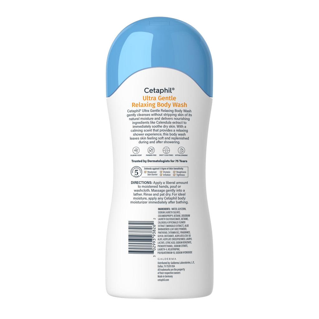 Cetaphil Ultra Gentle Relaxing Body Wash, For All Skin Types, Marigold Extract, 16.9 oz