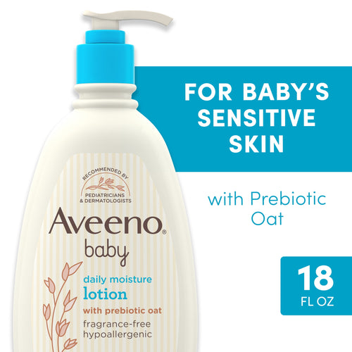 (3 pack) Aveeno Baby Daily Moisture Body Lotion, Sensitive Skin, Prebiotic Oatmeal, 18 fl. oz
