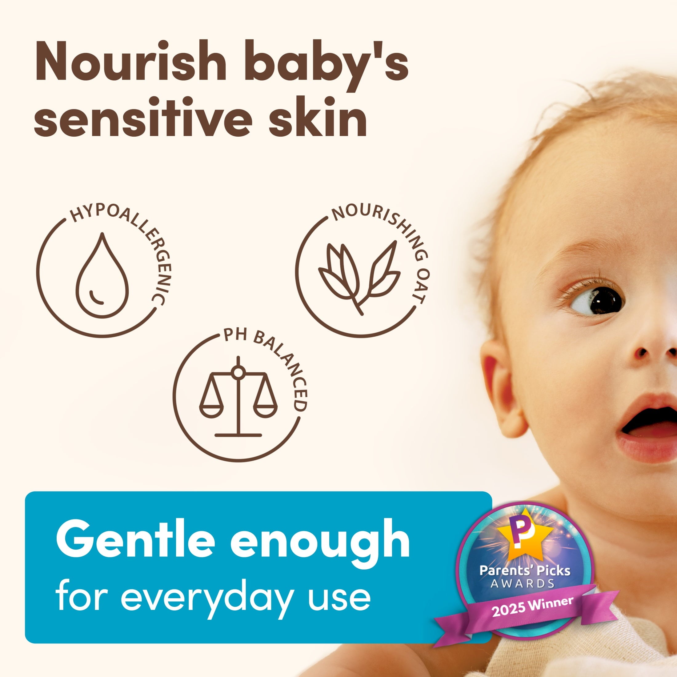 (3 pack) Aveeno Baby Daily Moisture Body Lotion, Sensitive Skin, Prebiotic Oatmeal, 18 fl. oz