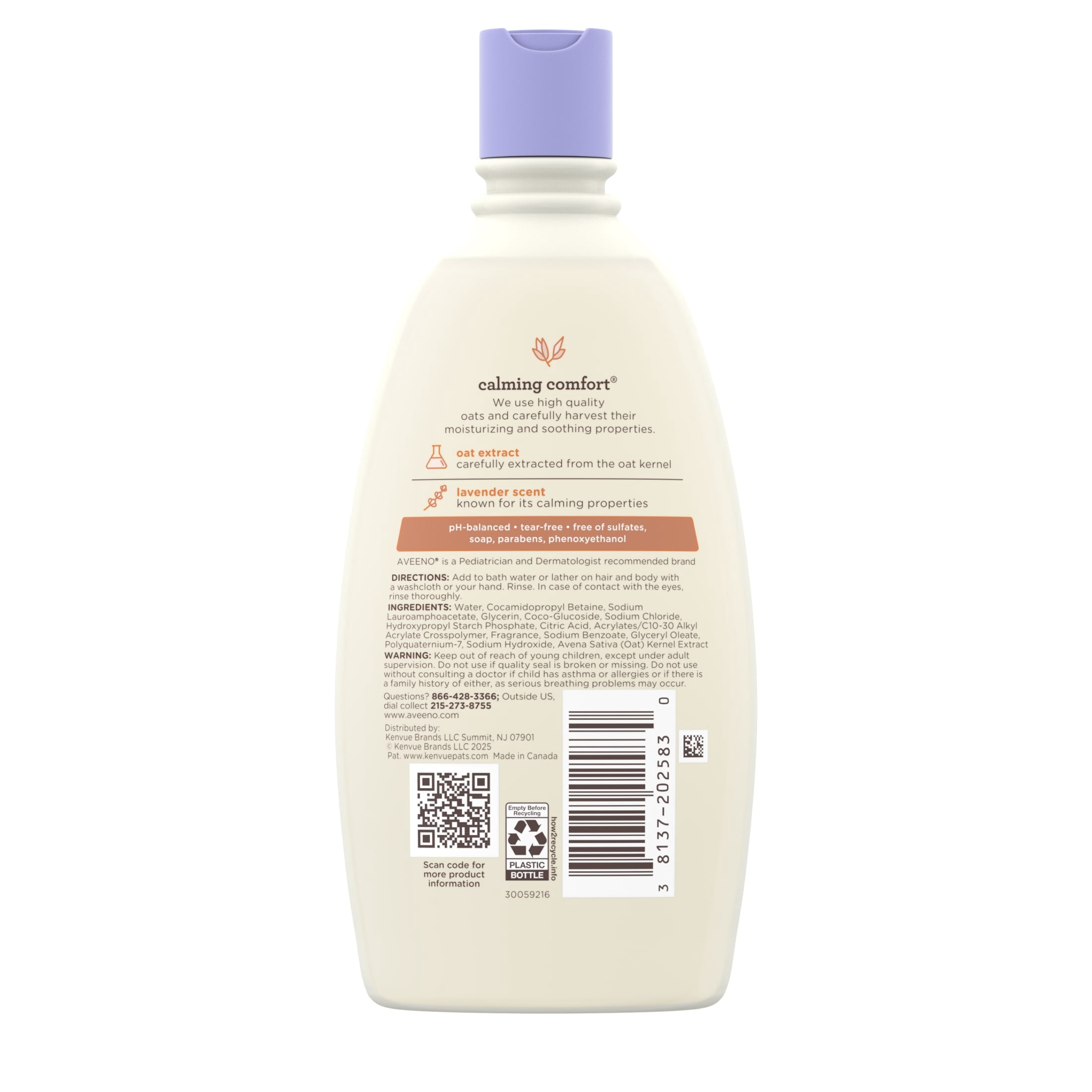 Aveeno Baby Calming Comfort Bath & Wash, Lavender & Vanilla, 12 fl. oz