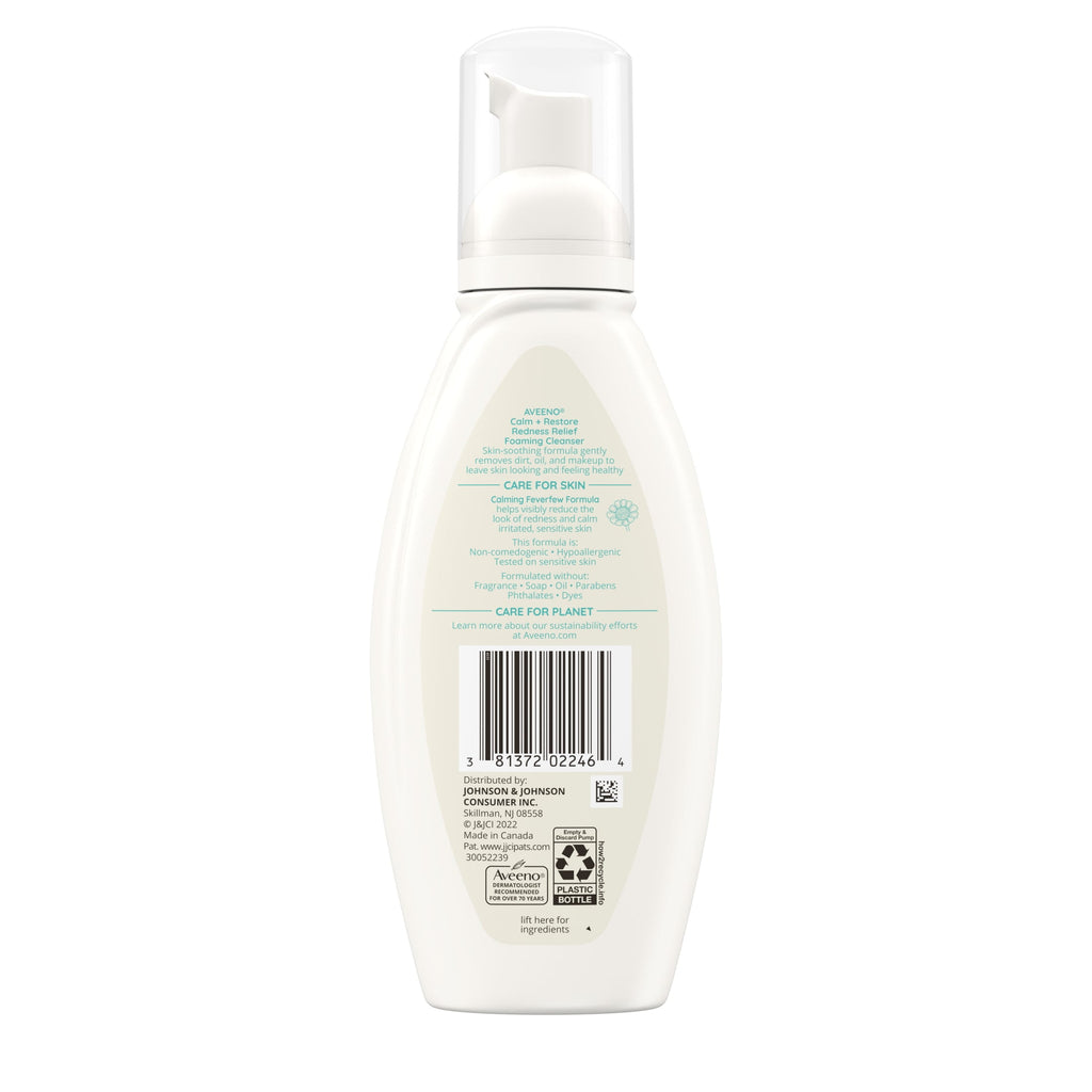 Aveeno Calm + Restore Redness Relief Face Wash, Foaming Facial Cleanser, 6 oz