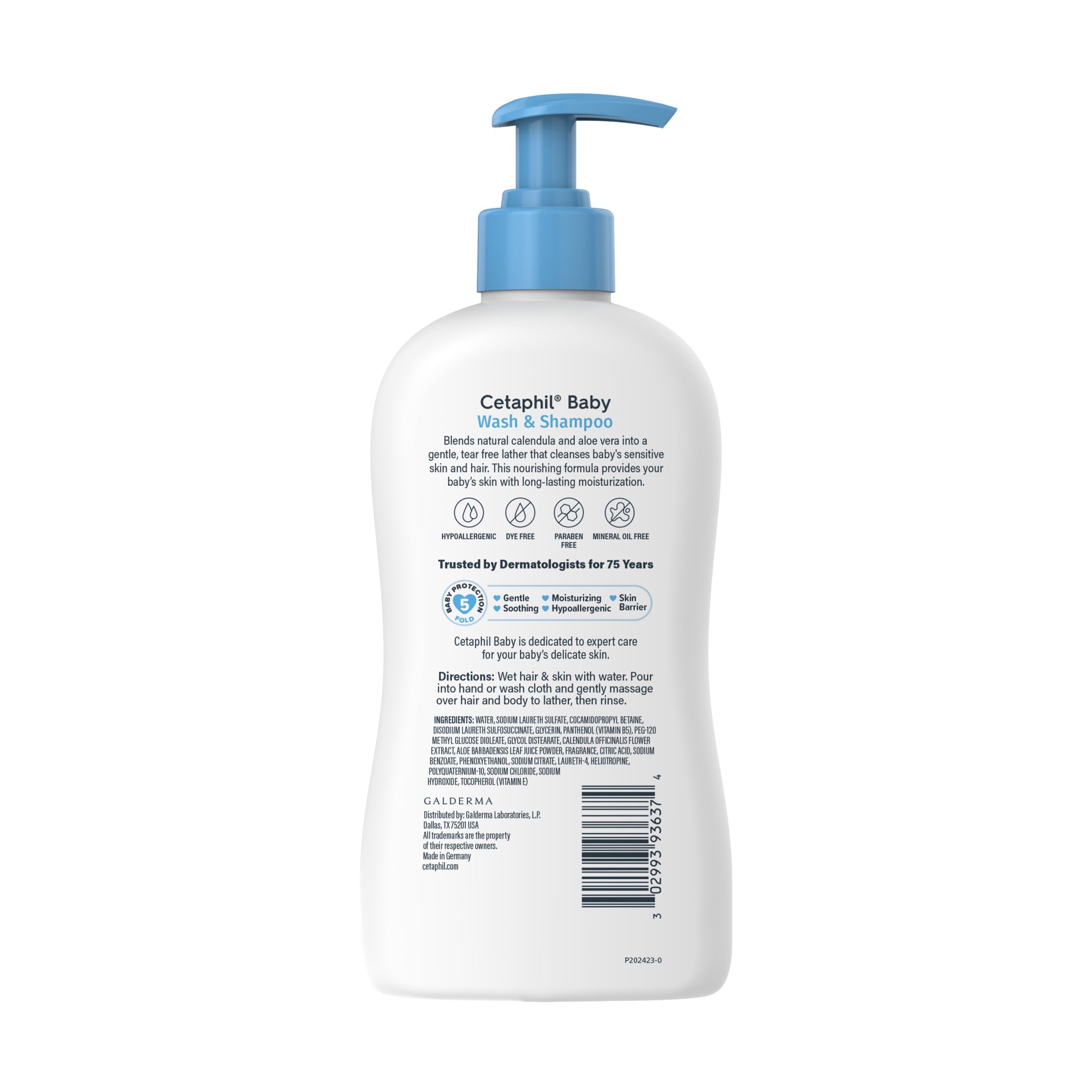 (3 pack) Cetaphil Baby Moisturizing Shampoo and Body Wash with Aloe Vera&nbsp;and Natural Calendula, 13.5 fl oz