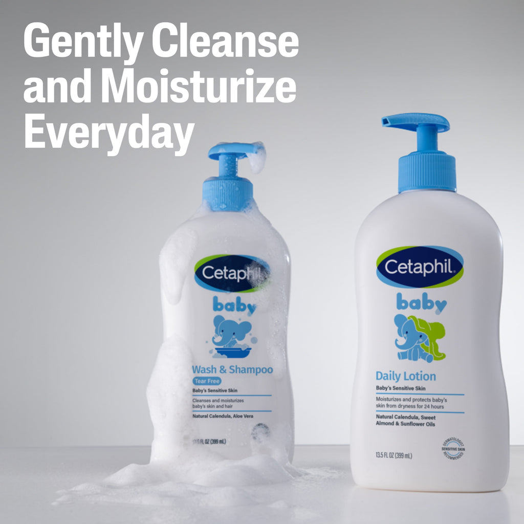 (2 pack) Cetaphil Baby Moisturizing Shampoo and Body Wash with Aloe Vera&nbsp;and Natural Calendula, 13.5 fl oz