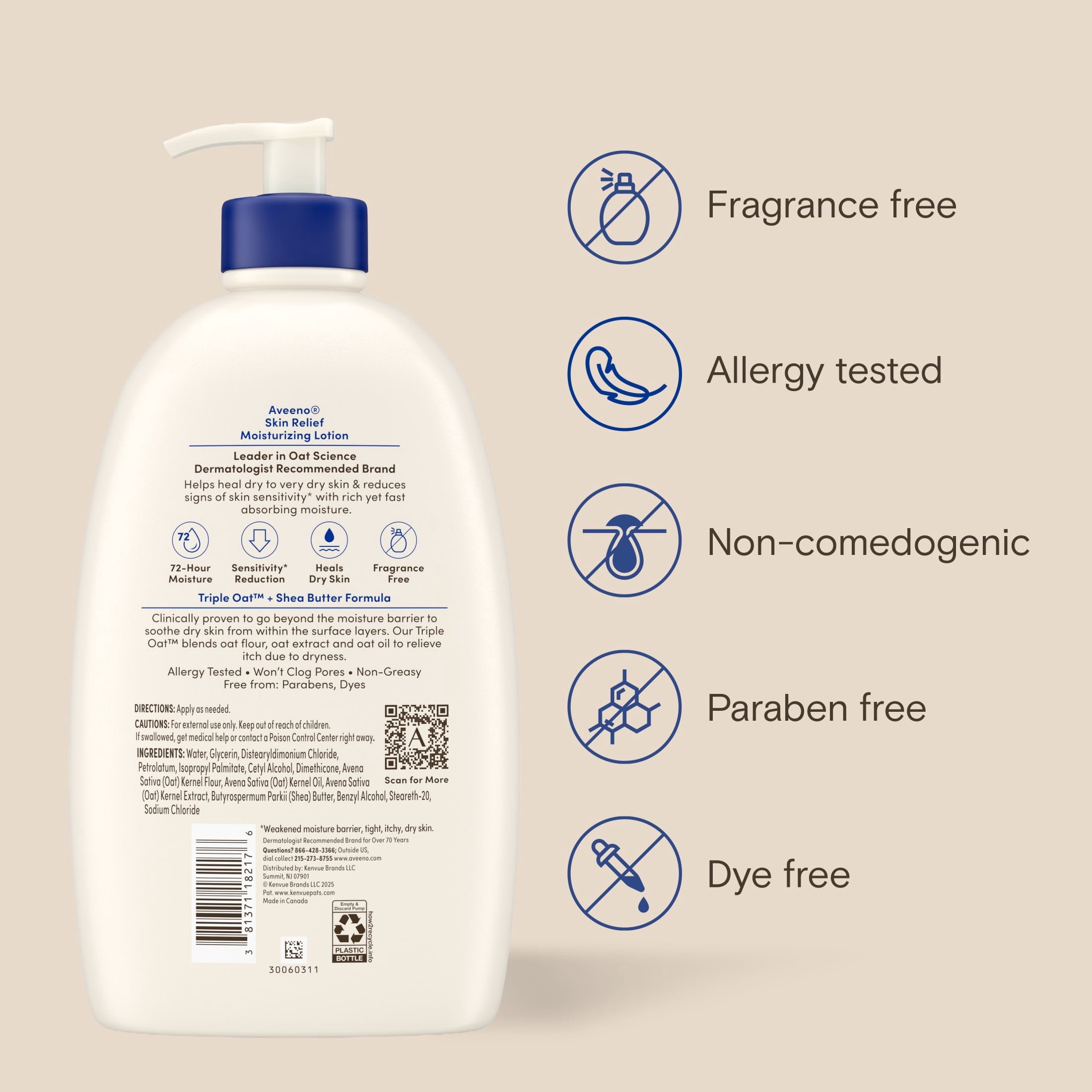 Aveeno Skin Relief Moisturizing Body Lotion, Value Size, 33 Fl oz