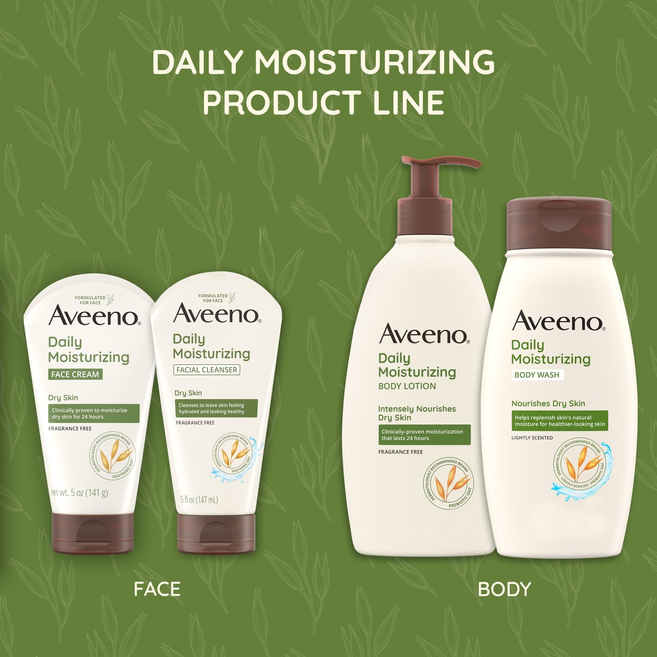 Aveeno Daily Moisturizing Facial Cleanser for Dry Skin, Soothing Oat Face Wash, 12 oz