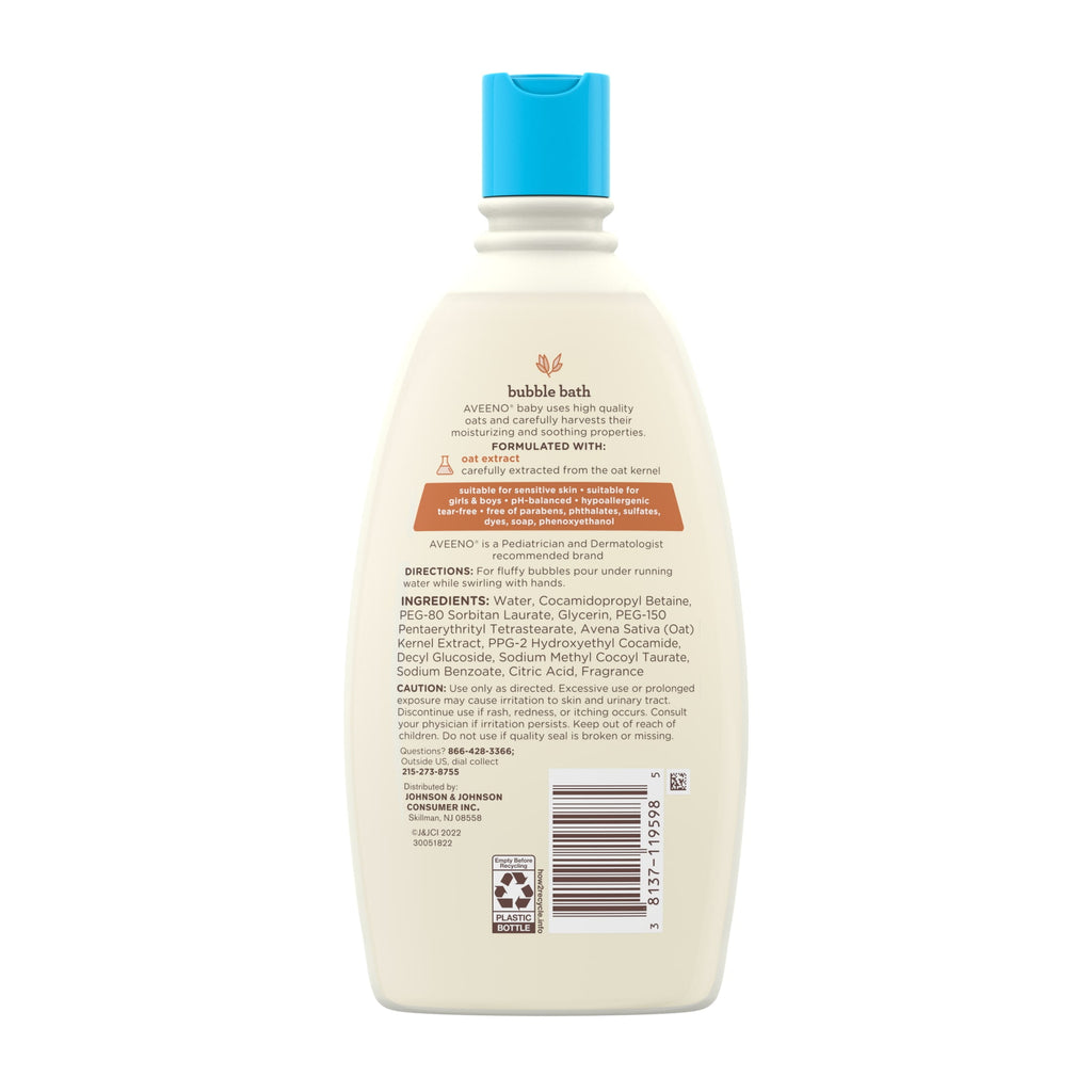 Aveeno Baby Sensitive Skin Bubble Bath with Oat Extract, 19.2 fl. oz