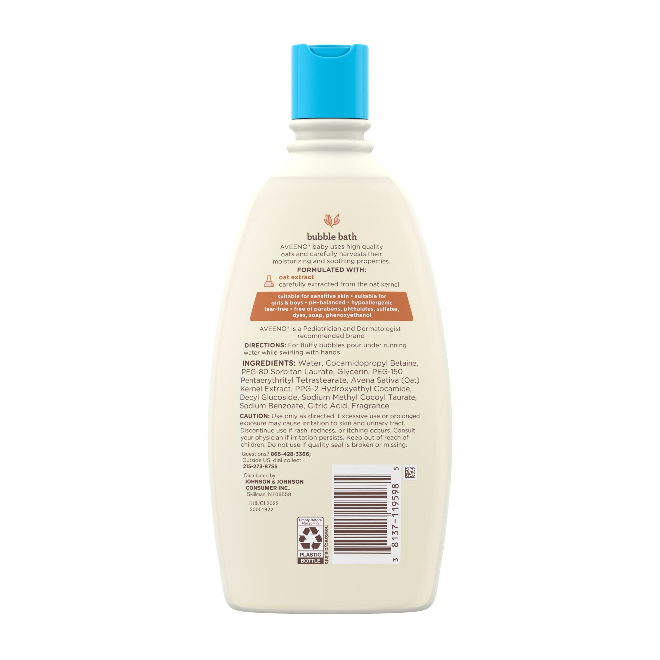 Aveeno Baby Sensitive Skin Bubble Bath with Oat Extract, 19.2 fl. oz