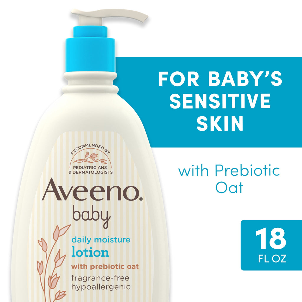 Aveeno Baby Daily Moisture Body Lotion, Sensitive Skin, Prebiotic Oatmeal, 18 fl. oz