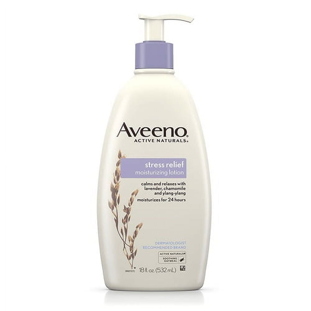 Aveeno Stress Relief Moisturizing Lotion Lavender, Chamomile And Ylang-Ylang, 18 oz, 6 Pack