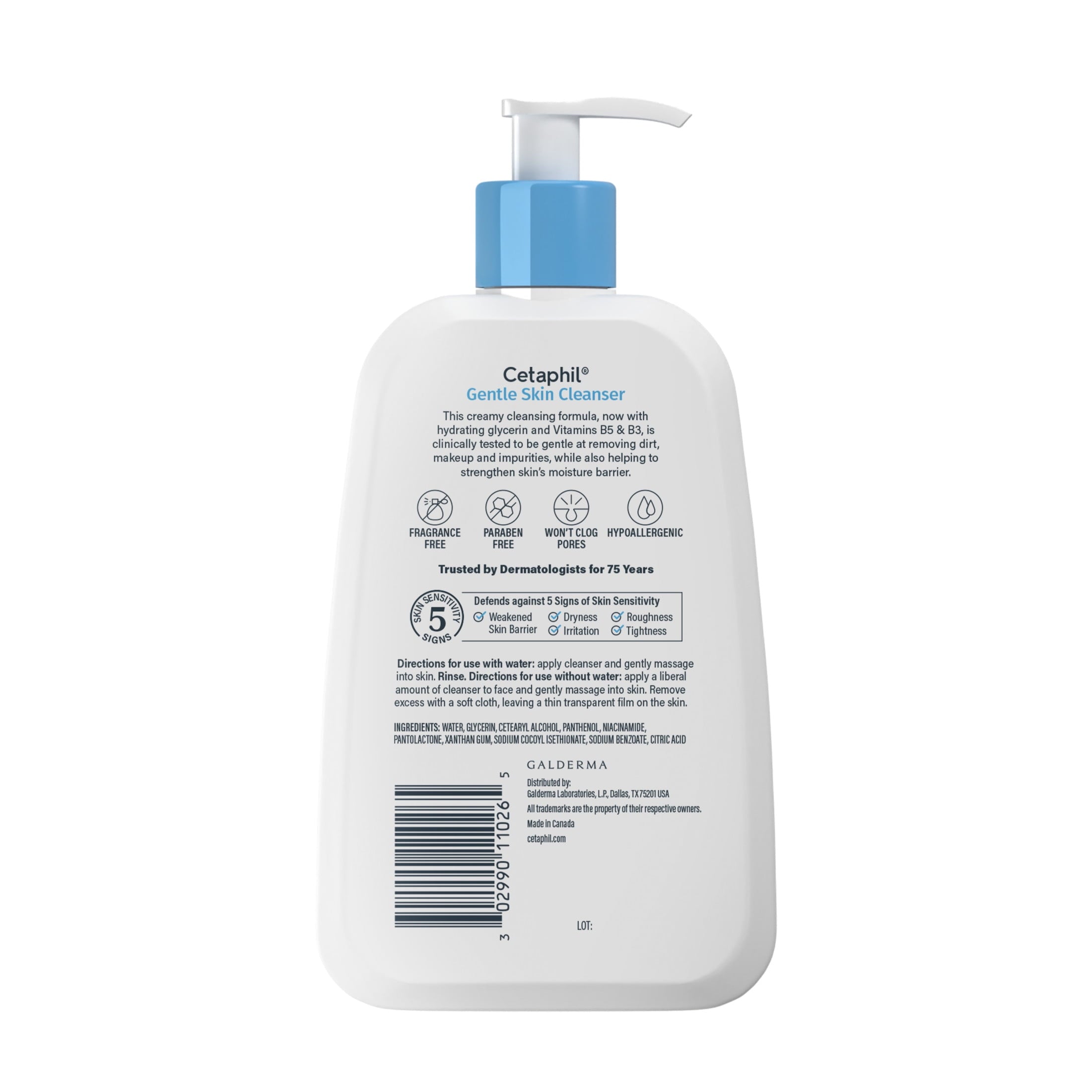 (3 pack) Cetaphil Face Wash Hydrating Gentle Skin Cleanser for Dry to Normal Sensitive Skin, 8 fl oz