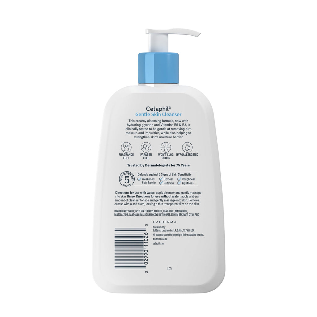 Cetaphil Face Wash Hydrating Gentle Skin Cleanser for Dry to Normal Sensitive Skin, 8 fl oz