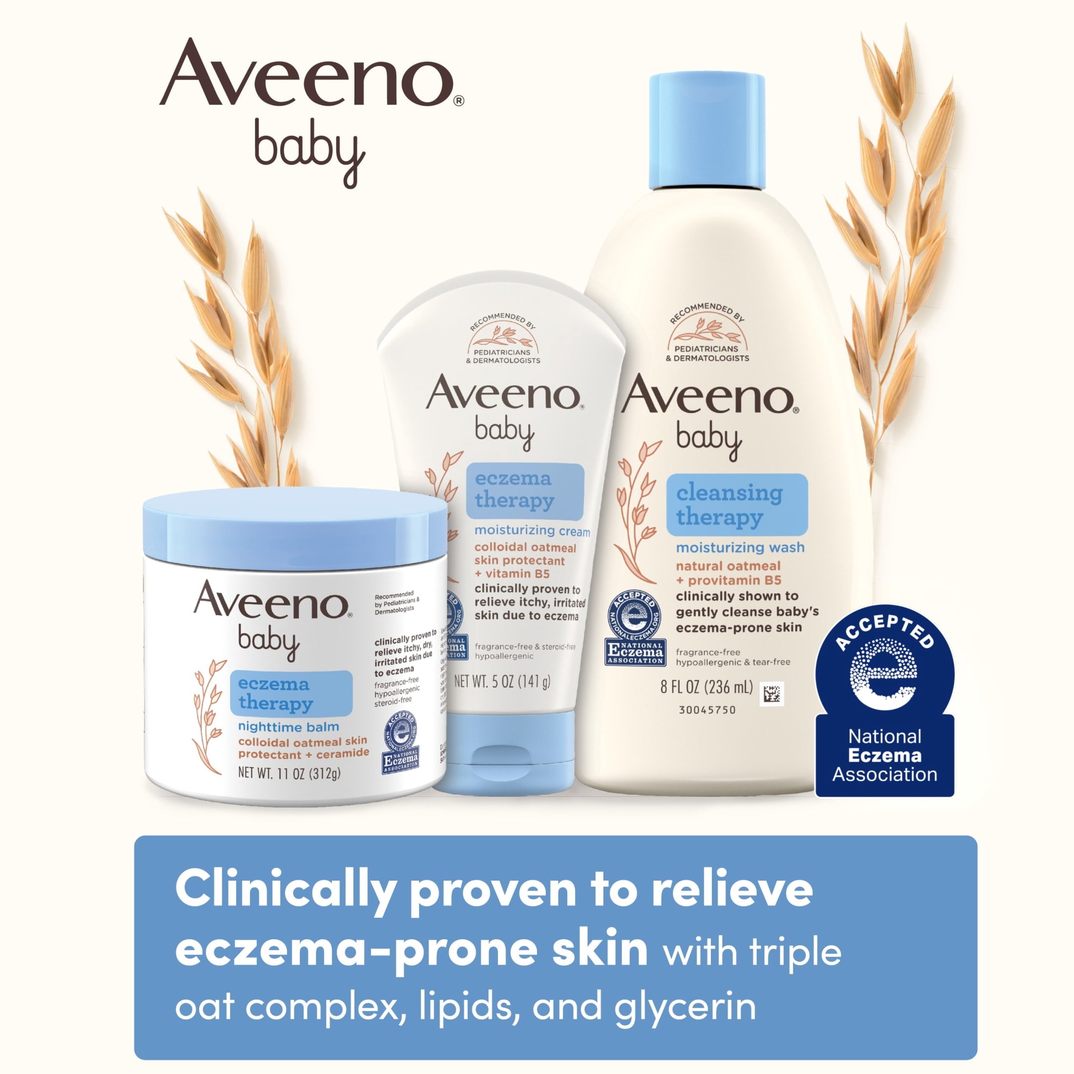 Aveeno Baby Eczema Therapy Moisturizing Cream Body Lotion with Oatmeal, 5 oz