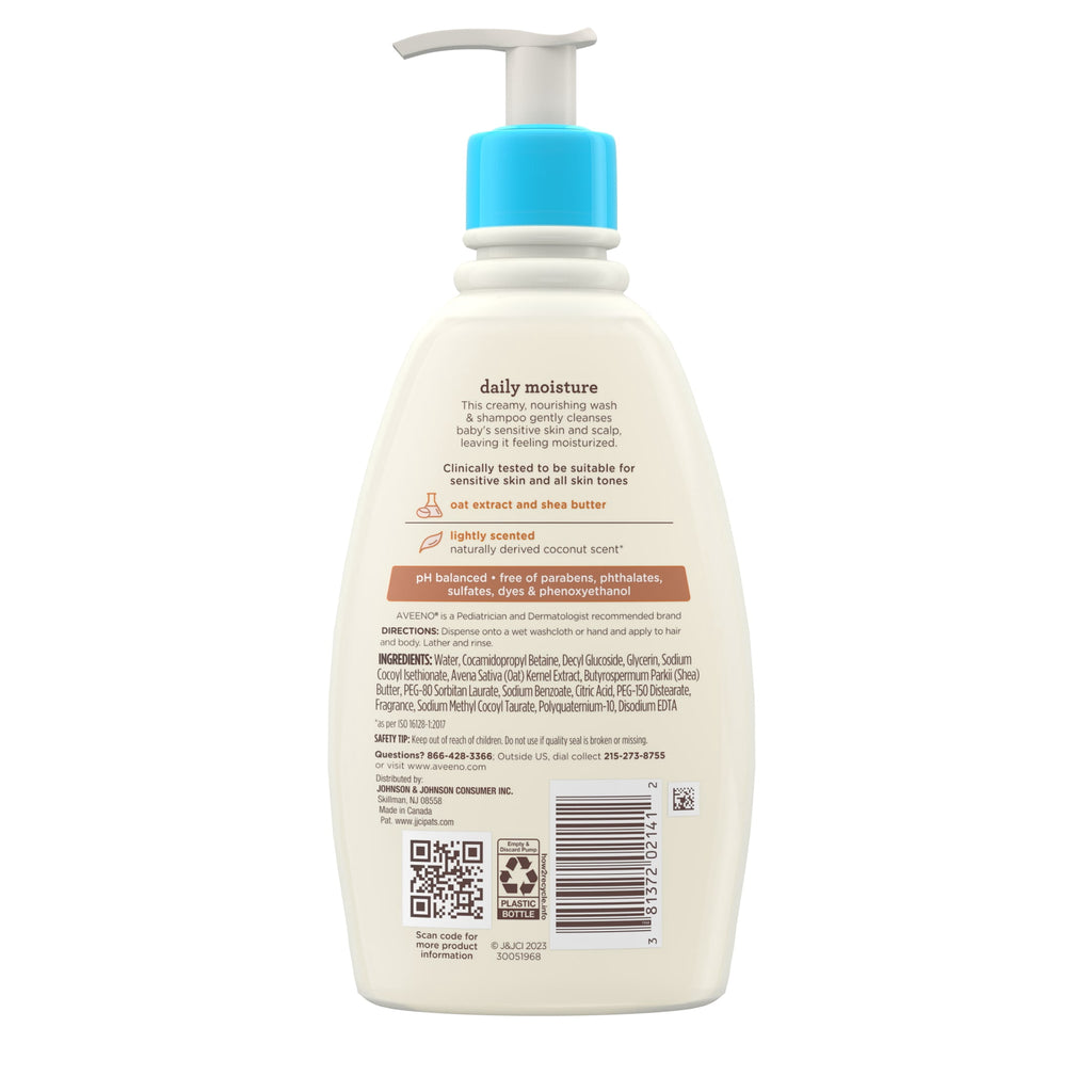 Aveeno Baby Daily Moisturizing 2-in-1 Bath Body Wash & Shampoo, 12 fl oz