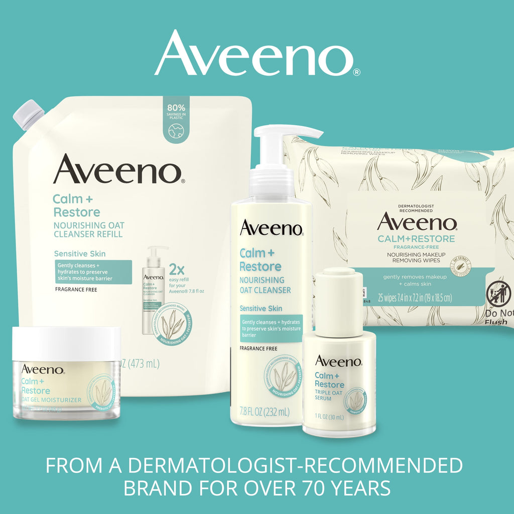Aveeno Calm + Restore Redness Relief Face Wash, Foaming Facial Cleanser, 6 oz