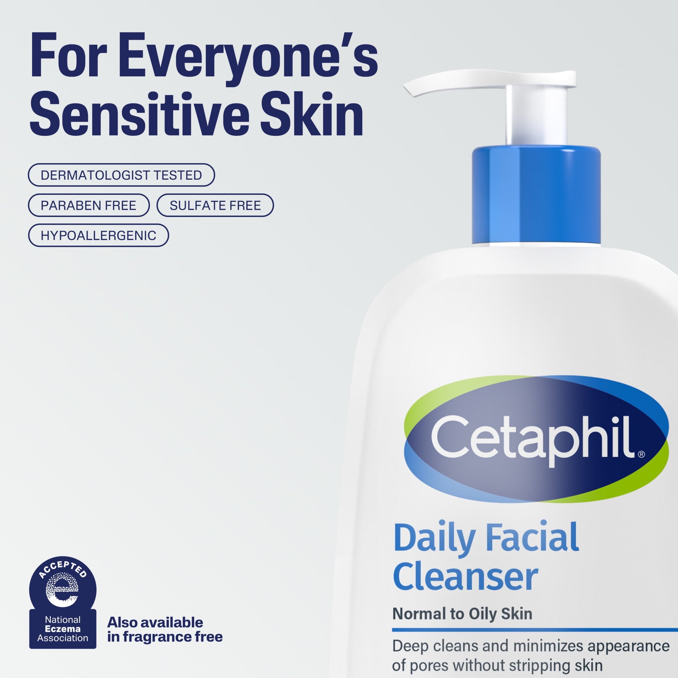 (2 pack) Cetaphil Daily Facial Cleanser Face Wash for Sensitive, Normal to Oily Skin, 16 oz
