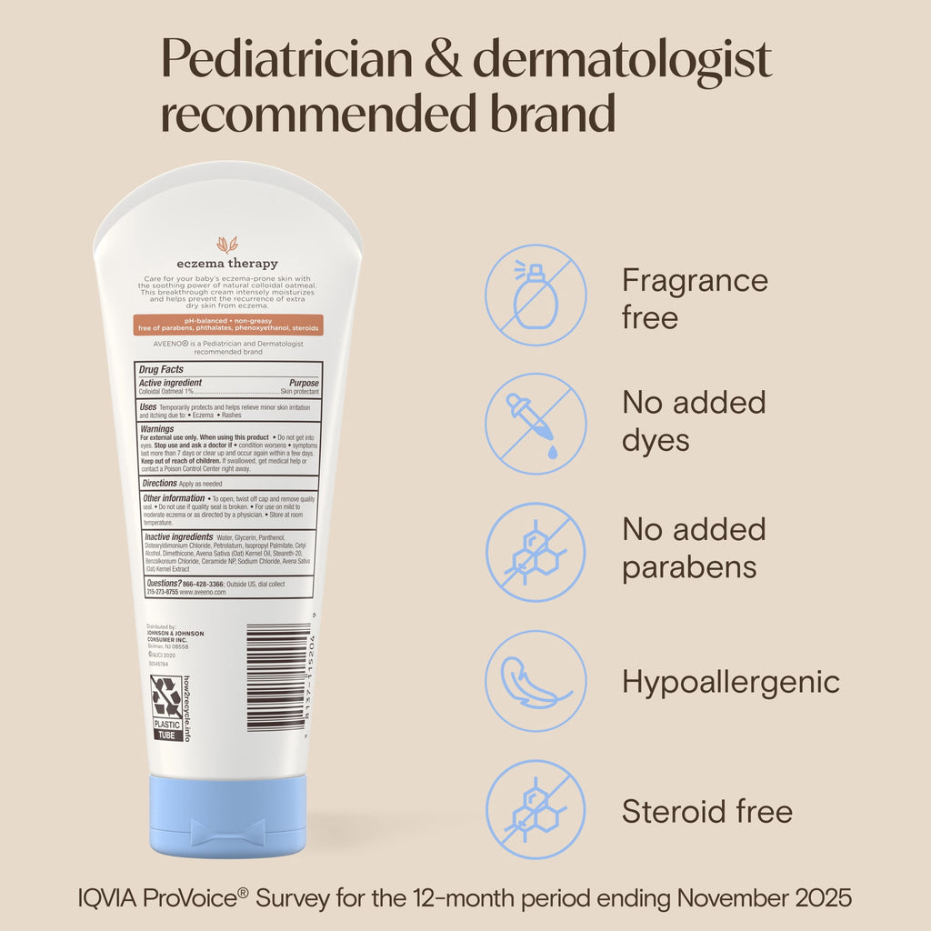 (2 pack) Aveeno Baby Eczema Therapy Moisturizing Cream, 7.3 oz